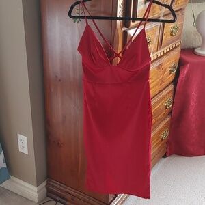 Raspberry Halter Slip Dress With Criss Cross Back Size XS